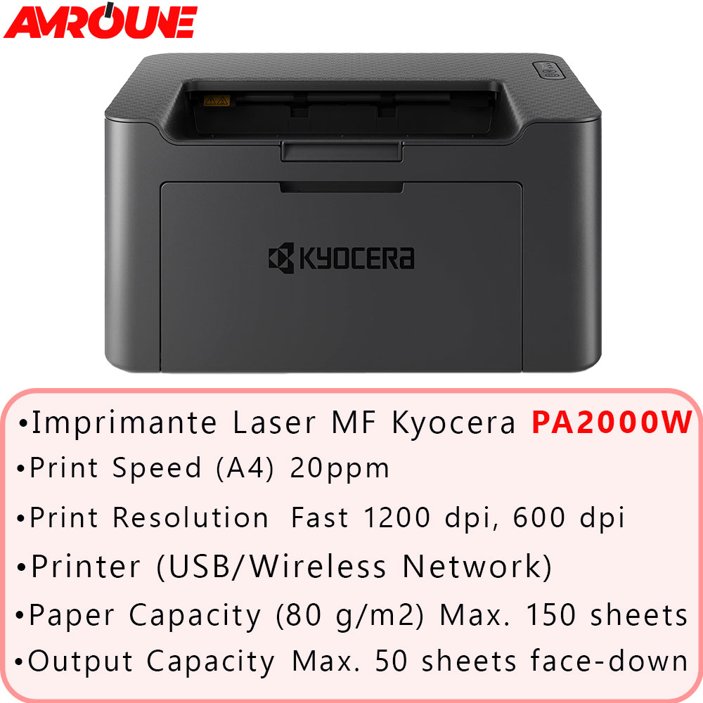 Imprimante Laser KYOCERA Monochrome PA2000W – Avec 2 Toners Inclus TK1240 ma 2000 ma2000w 1500pg