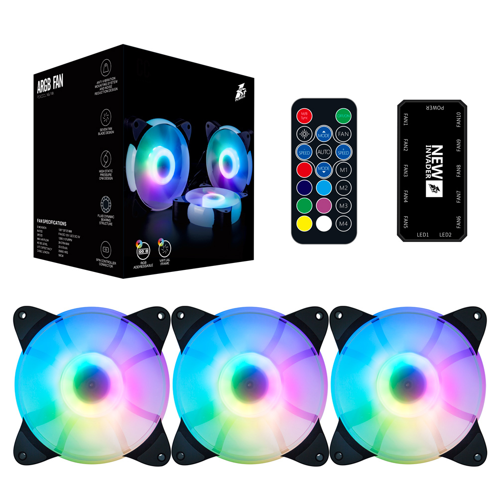 Ventilateur CC COMBO First Player RGB (3 ventillo+HUB+commande Controleur ARGB )