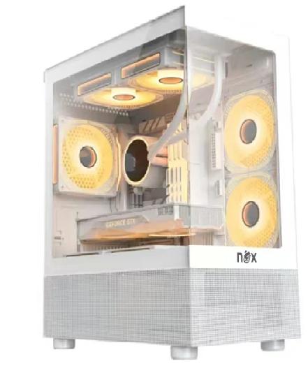 Boitier Gamer NOX RAVEN full White plus 5Pcs Fans M31-12cm ARGB + Controller 10 sorties