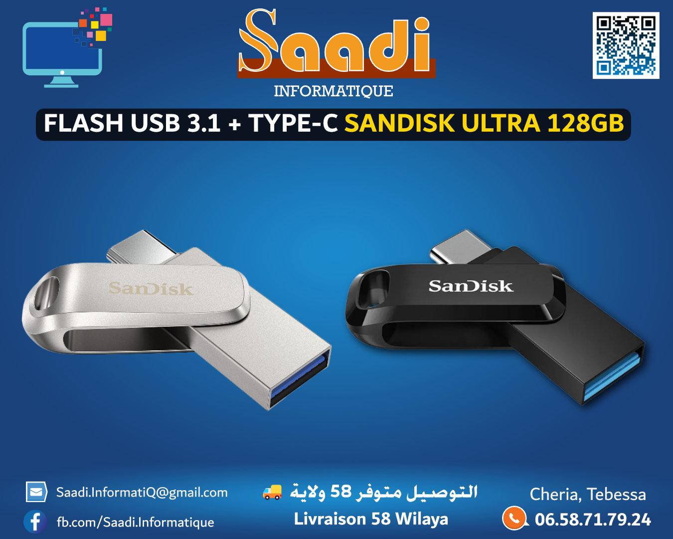 FLASH USB 3.1 + TYPE-C SANDISK ULTRA 128GB