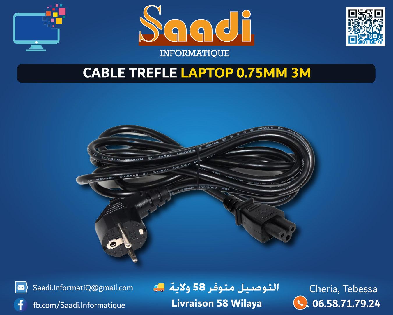 CABLE TREFLE LAPTOP 0.75MM 3M