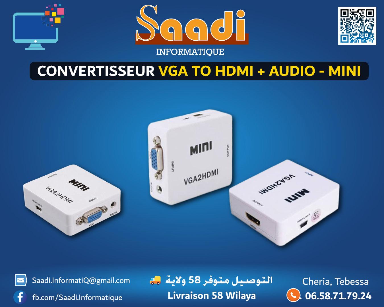 CONVERTISSEUR VGA TO HDMI + AUDIO - MINI