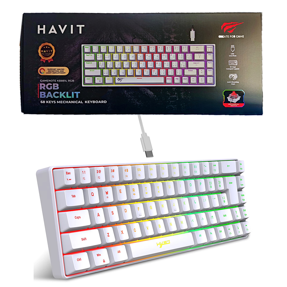 CLAVIER HAVIT MECANIQUE KB-881L SWITCH RED-65%