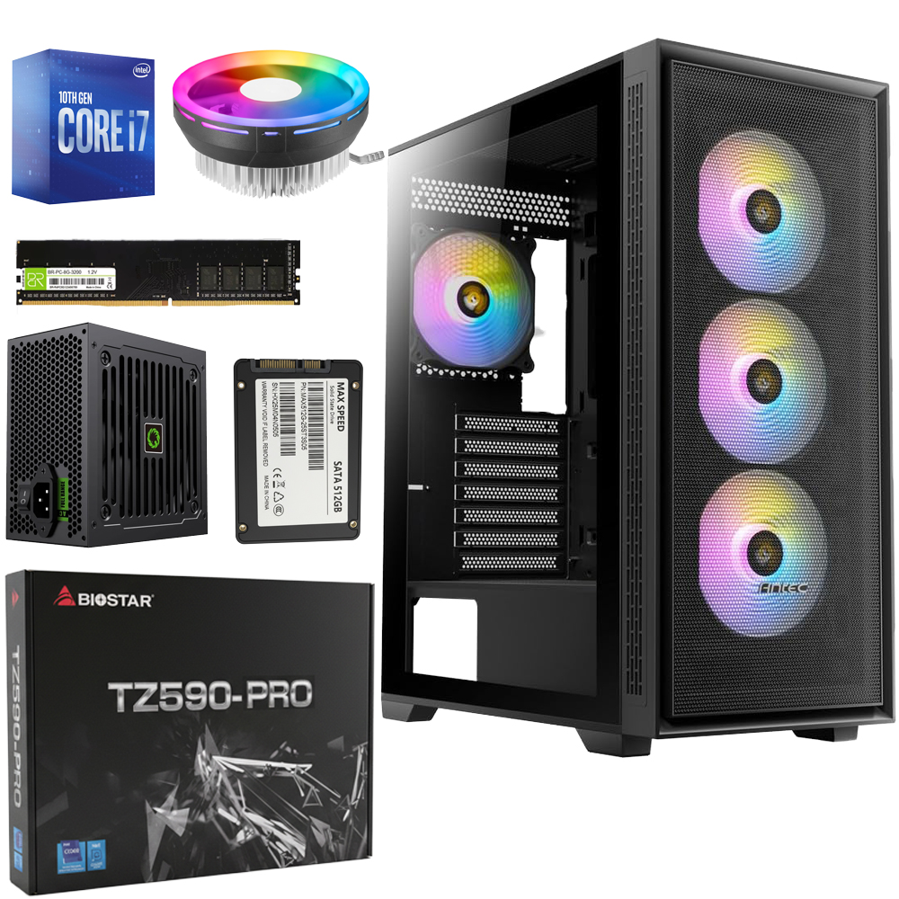 UNITE INTEL I7-10700/CM TZ590-PRO / DDR4 16G 3200 (8x2) / SSD 512G / PSU 500W/ CASE Atnec AX81