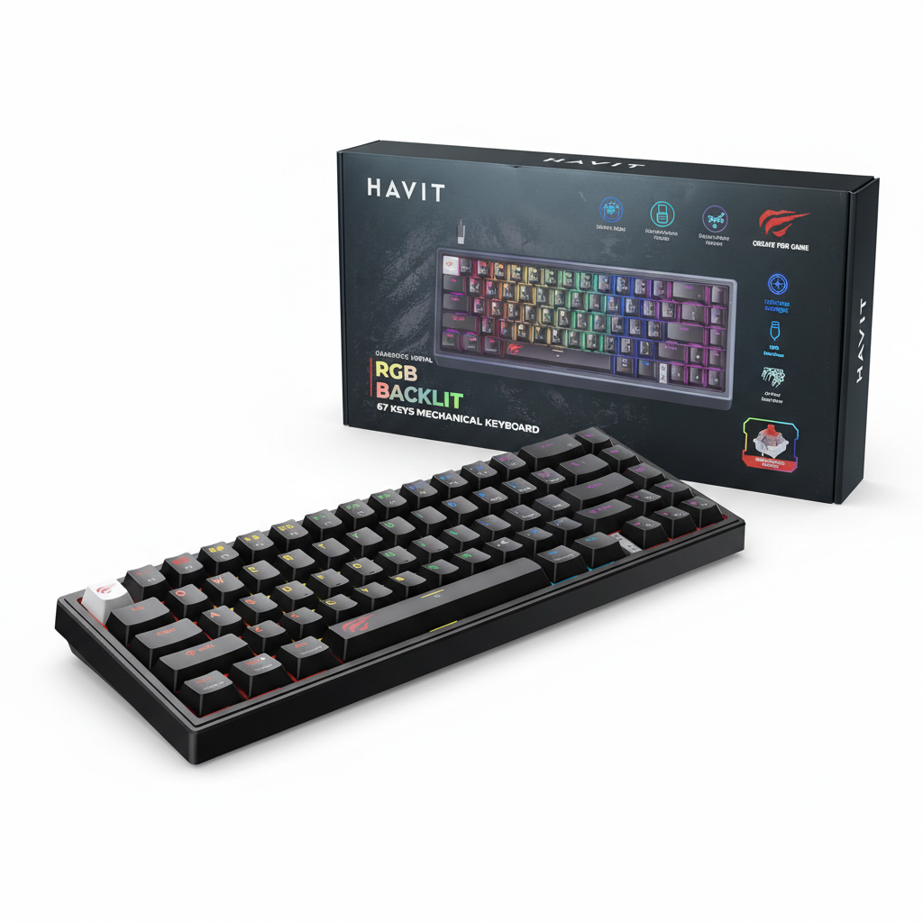 CLAVIER HAVIT MECANIQUE KB-874 BLACK SW-RED-60%