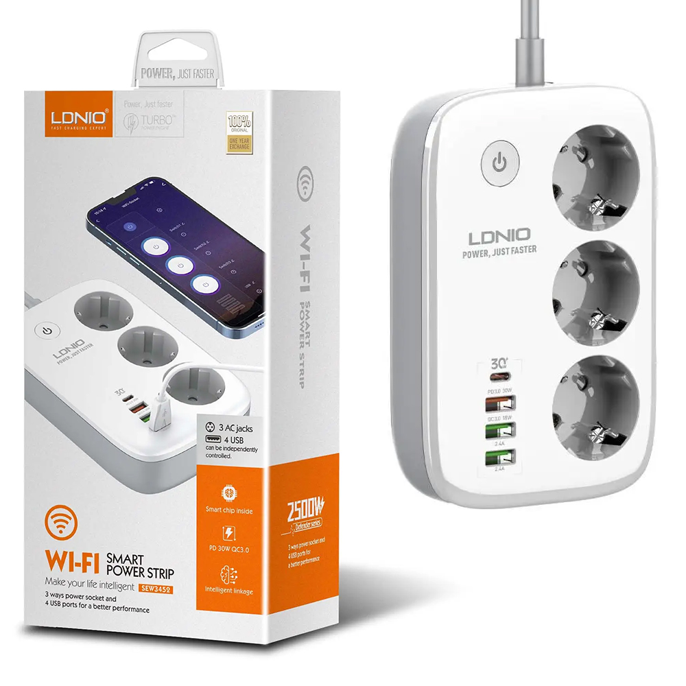 MULTIPRISE SIYOTEAM SE3452 3 SORTIE +3 USB + TYPE C + WIFI 200CM (ORIGINAL)