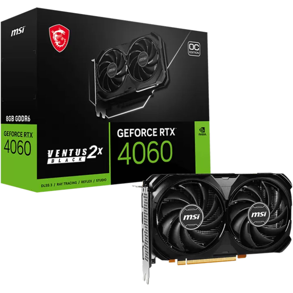Carte Graphique MSI VENTUS GEFORCE RTX 4060 VENTUS 2X 8G OC BLACK