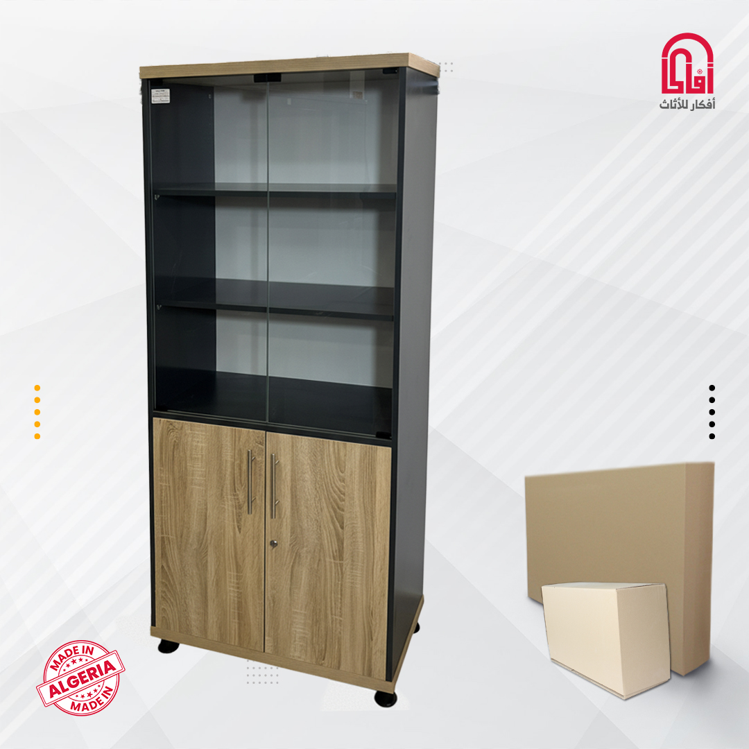 Armoire MDF Vitre (L80/H186/P40cm) sonoma-Gris Fonce