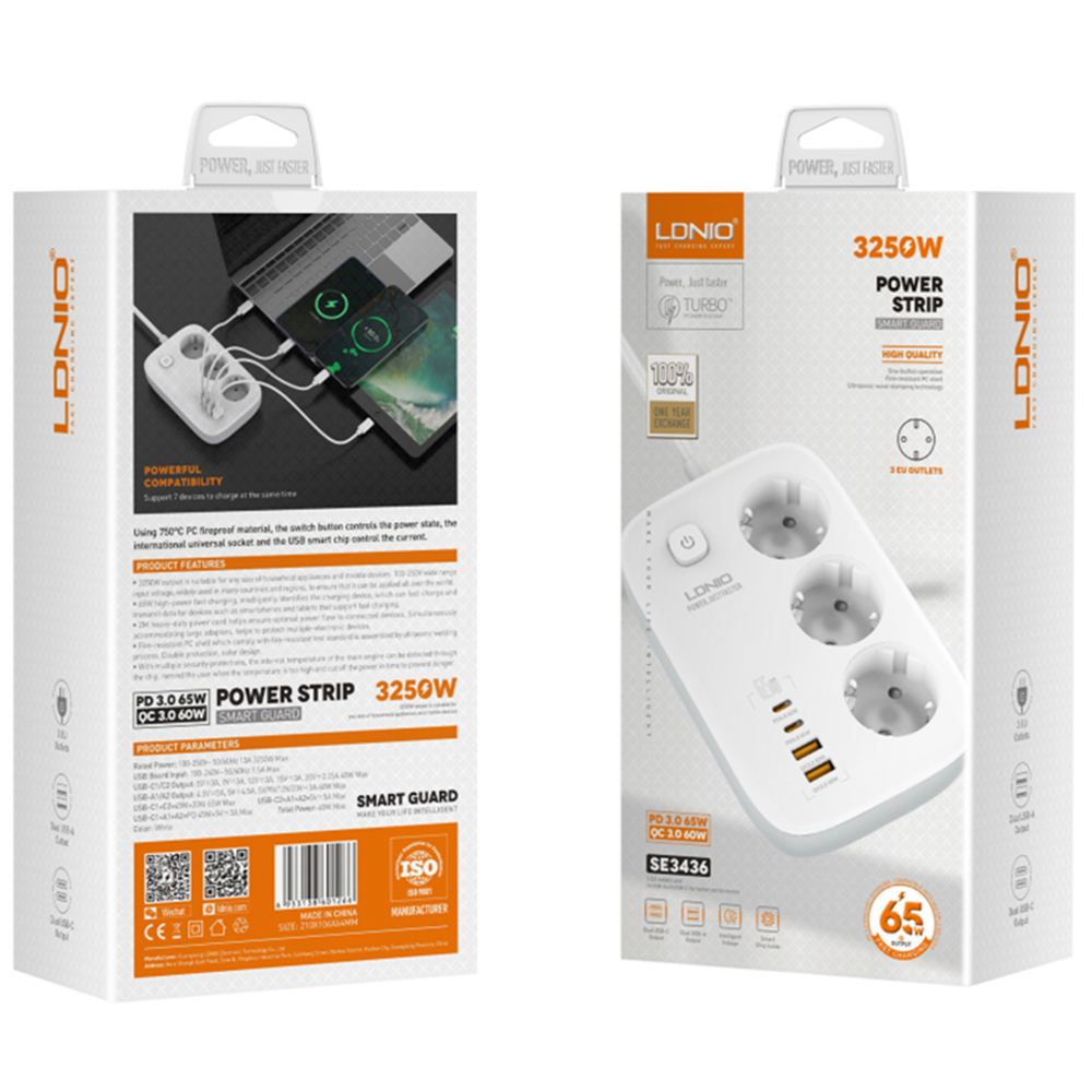 MULTIPRISE SIYOTEAM SE3436 3 SORTIE +2 USB +2 TYPE C 2M (ORIGINAL)