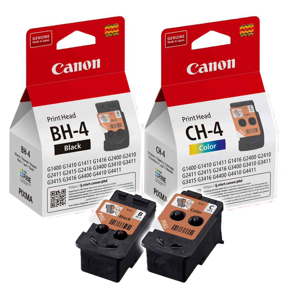 Tete d'Impression Canon Original BH-4 Noir + CH-4 Couleur G2400/G3400/G2411/G3411 0691C002AA