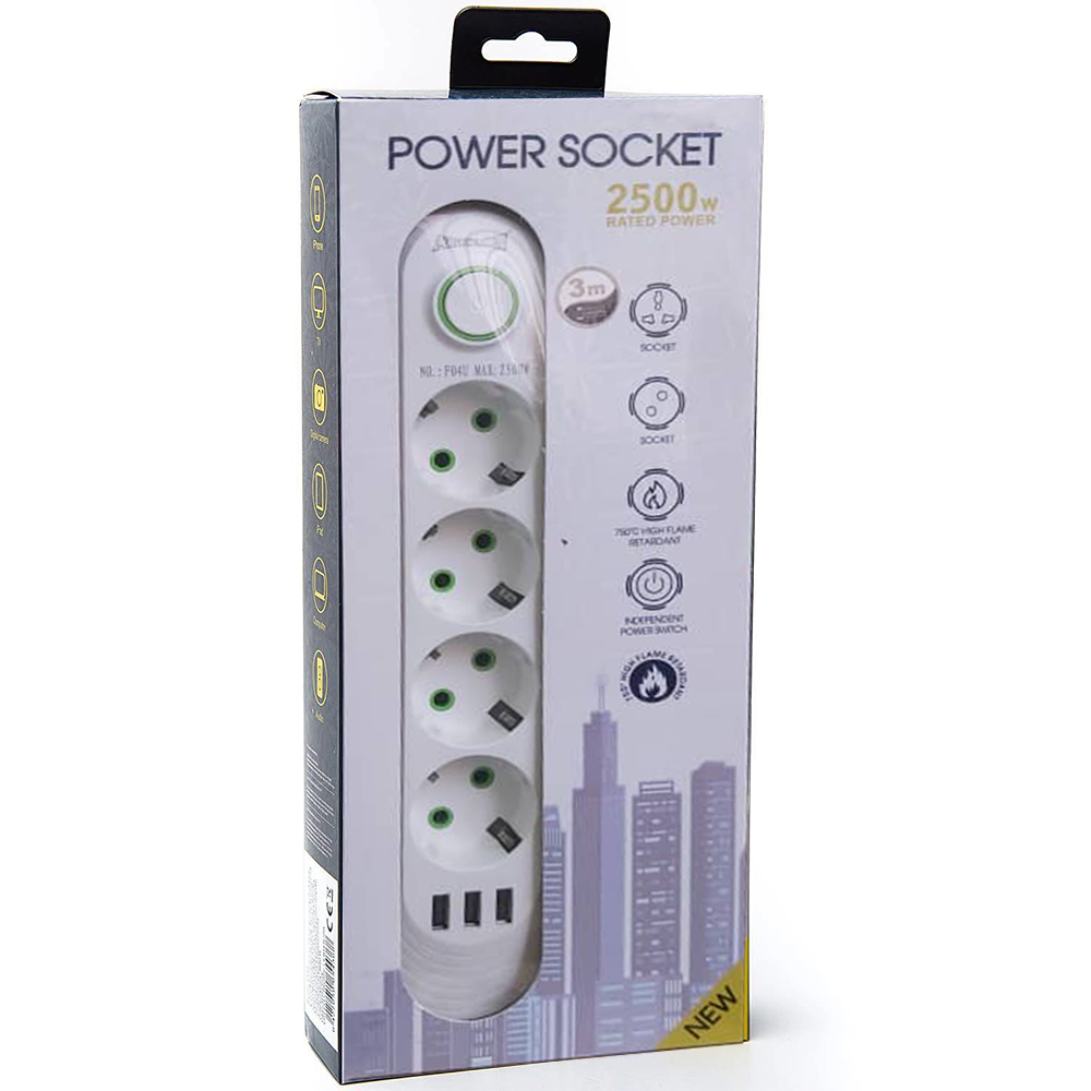 MULTIPRISE 3M ATHLON 4 SORTIE 3USB