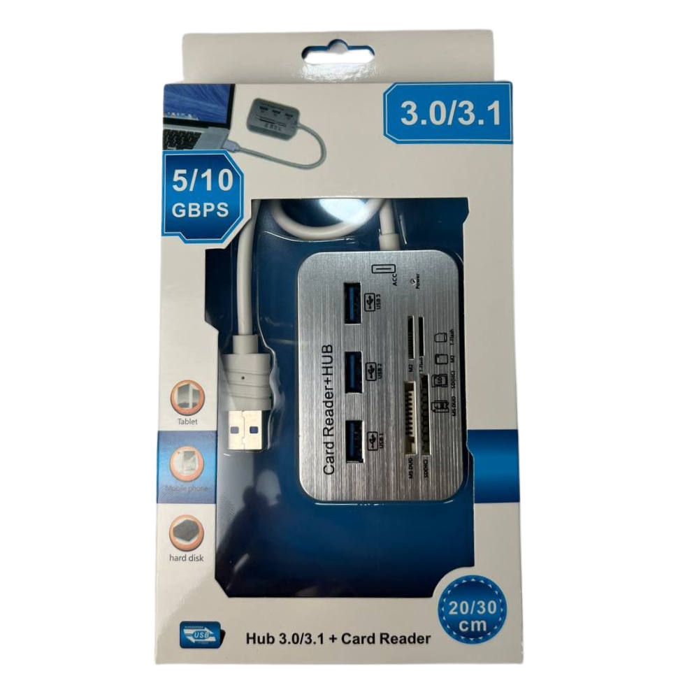 HUB COMBO USB 7IN1 3USB 4 SORTIE CARTE MEMOIRE