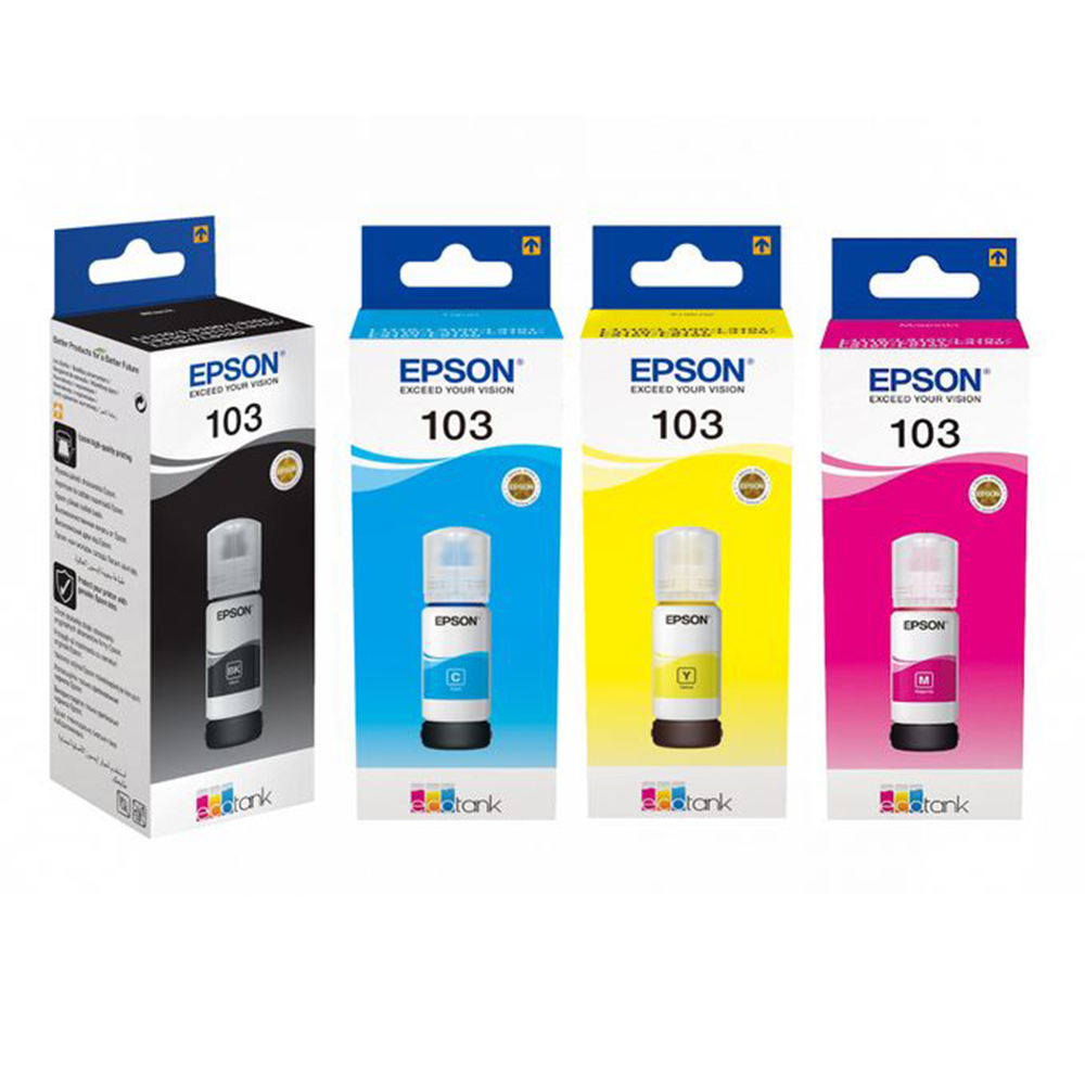 Pack Epson Originale 6Bouteilles 108-70ML Blk/C/C-Clair/M-Clair/Y Ecotank L18050,L8050,L8100