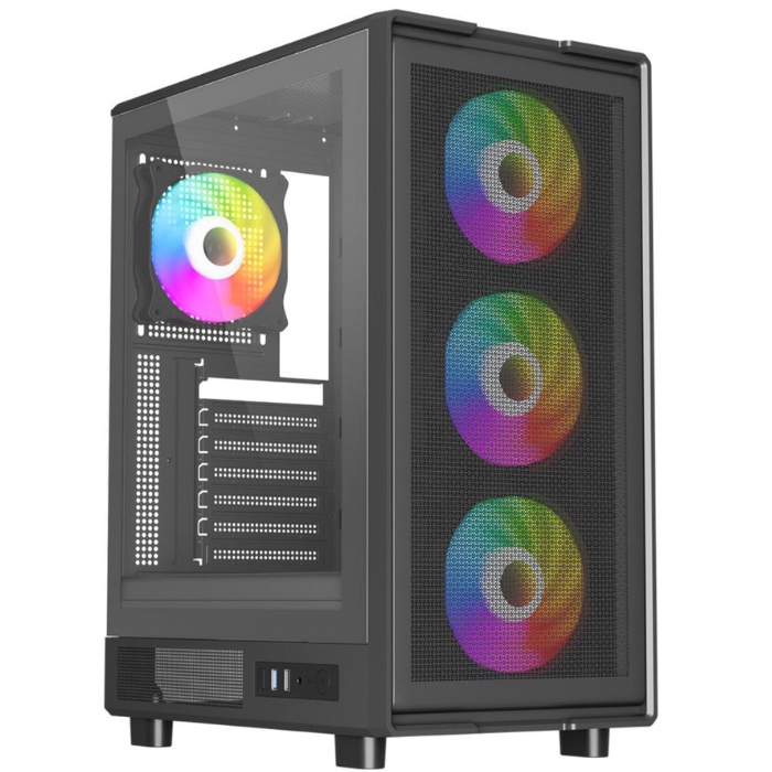 Unite Gamer AMD RZN5 5600X/CM B450M/DDR4 16G 3200Mhz/SSD 256GB /PSU 500W/CASE NOX APEX FLOW full Black plus 4Pcs Fans RGB