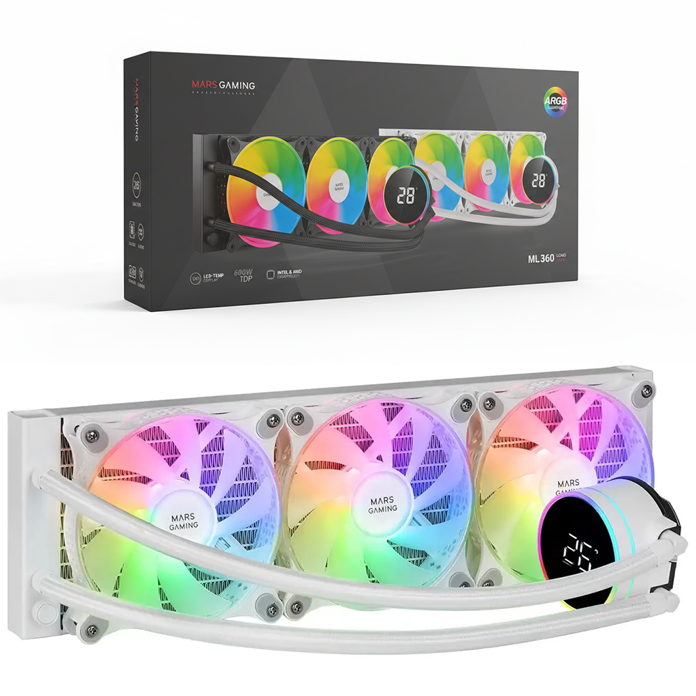 WATERCOOLING Mars Gaming ML-LCD360 white ARGB