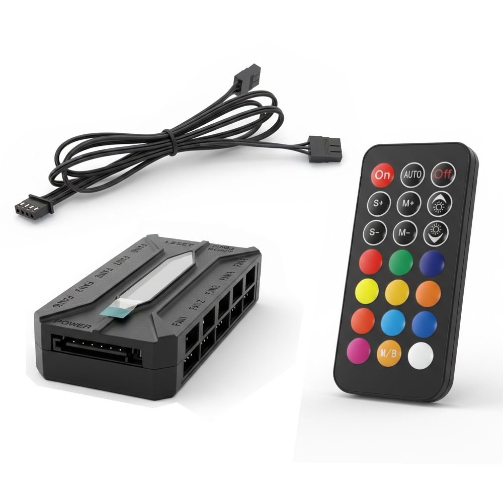 Controleur RGB + Remote Control NOX PWM+ARGB 3 Black (Color control)-(Fan Speed control)-(Light Speed control)