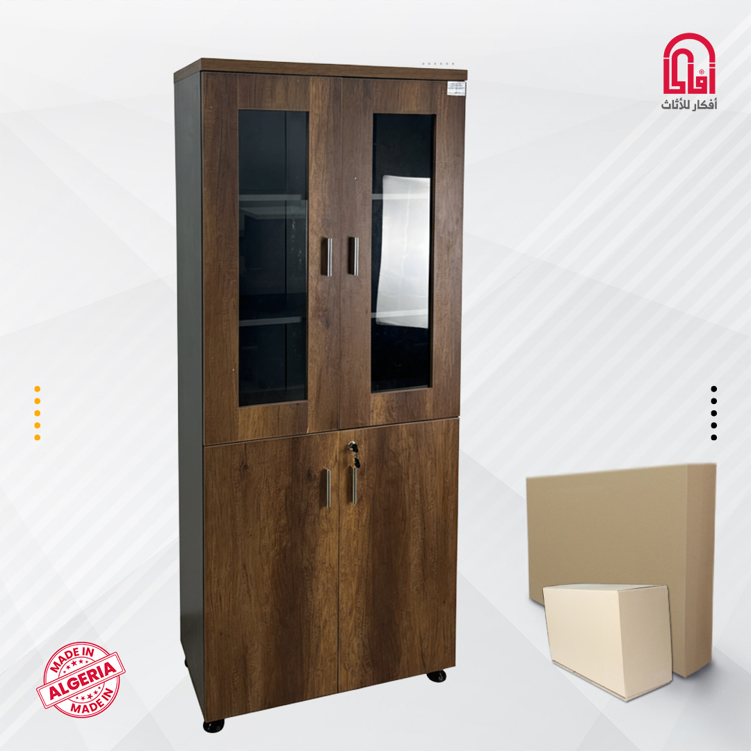 ARMOIRE 2 PORT VITRIE AVEC BAGETTE 190*80*40 BAROK GRIS