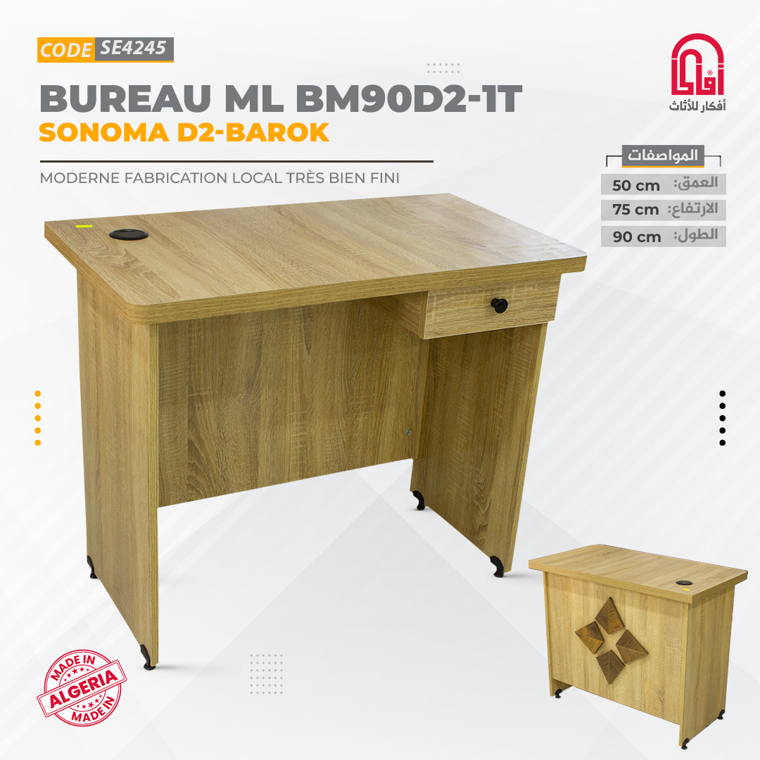 Bureau Melamine PASSINI1T (L90-H75-P50cm) (sonoma D2-barok)