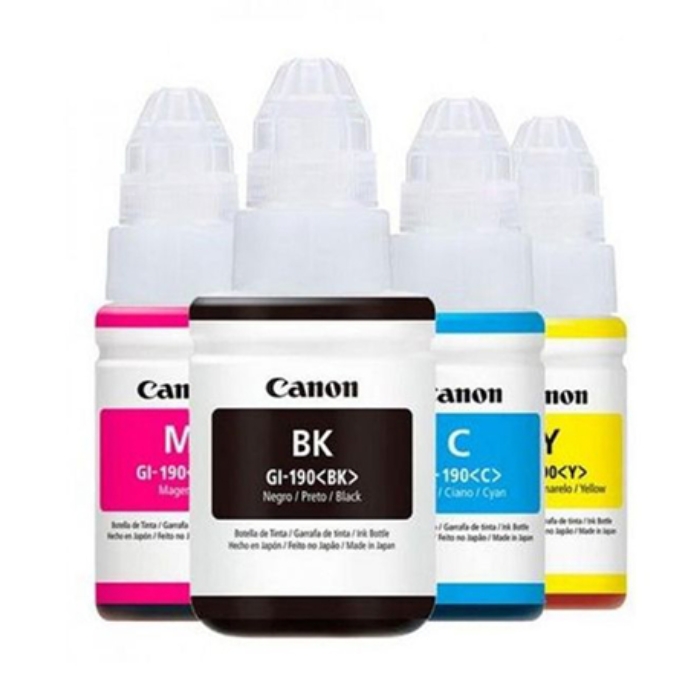 Pack Canon Bouteille D'Encre Canon 490 Bk-135mL /C/M/Y-70mL G1400, G2200, G2400, G3200 et G3400