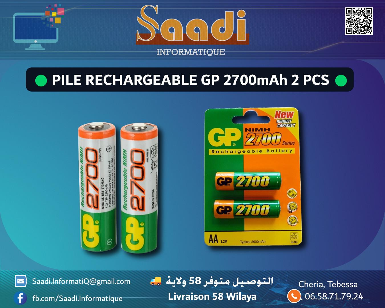 PILE RECHARGEABLE GP 2700mAh 2 PCS