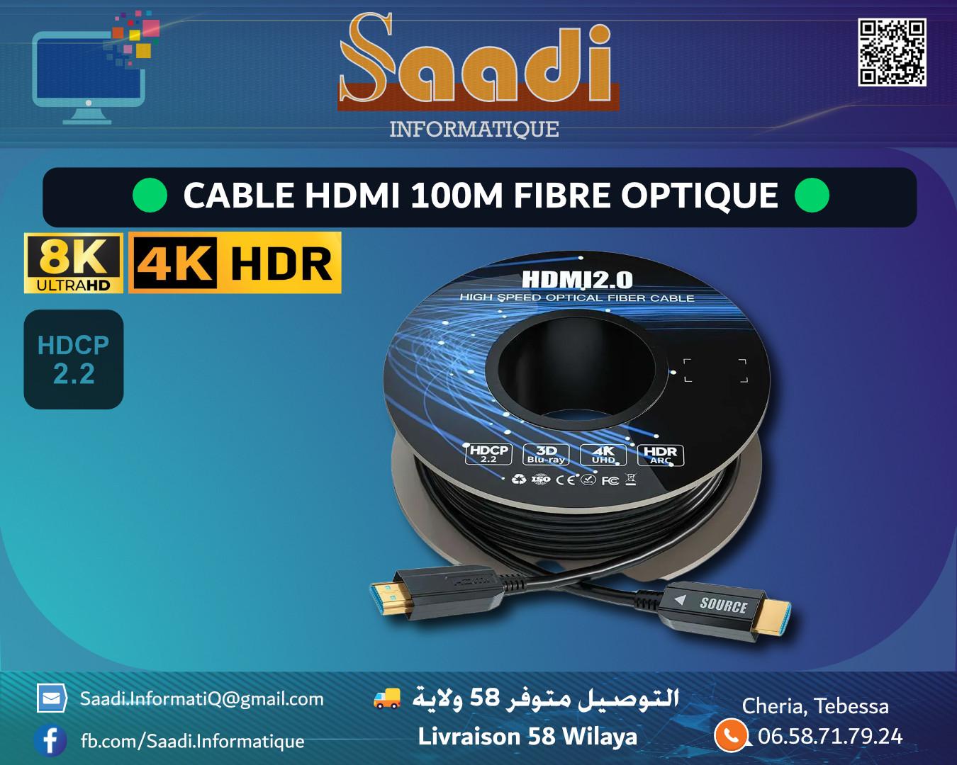 CABLE HDMI 100M FIBRE OPTIQUE