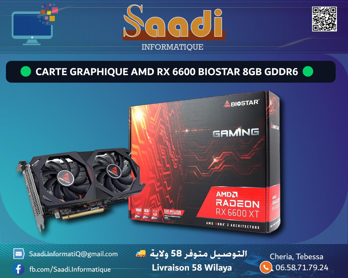 CARTE GRAPHIQUE AMD RX 6600 BIOSTAR 8GB GDDR6