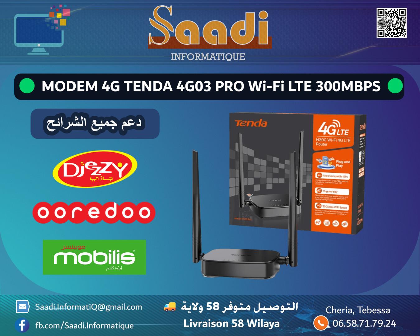 MODEM 4G TENDA 4G03 PRO N300 Wi-Fi LTE 300MBPS