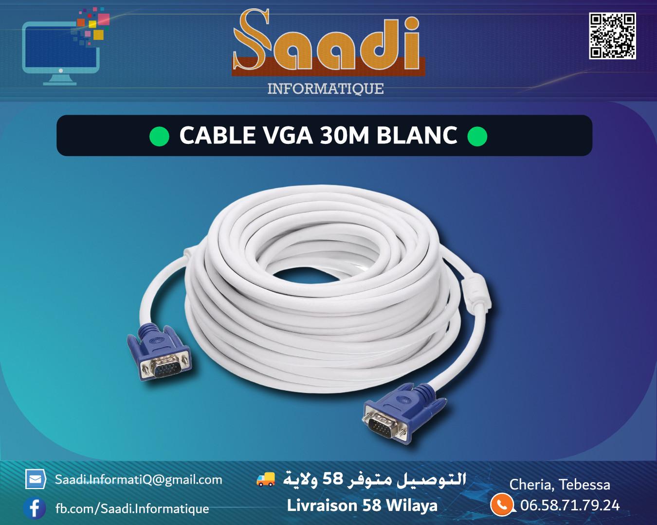 CABLE VGA 30M BLANC