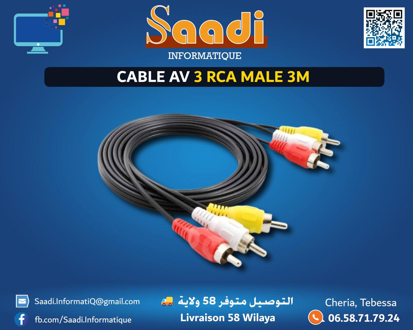 CABLE AV 3 RCA MALE 3M