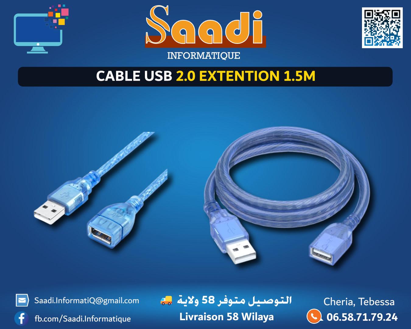 CABLE USB 2.0 EXTENTION 1.5M