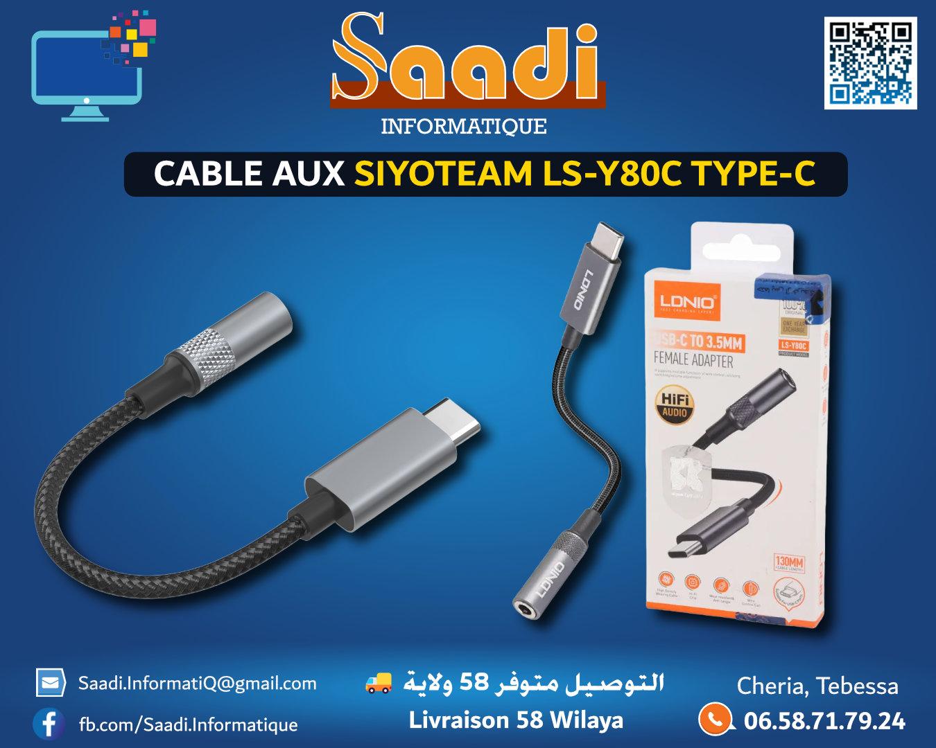 CABLE AUX SIYOTEAM LS-Y80C TYPE-C FEMELE