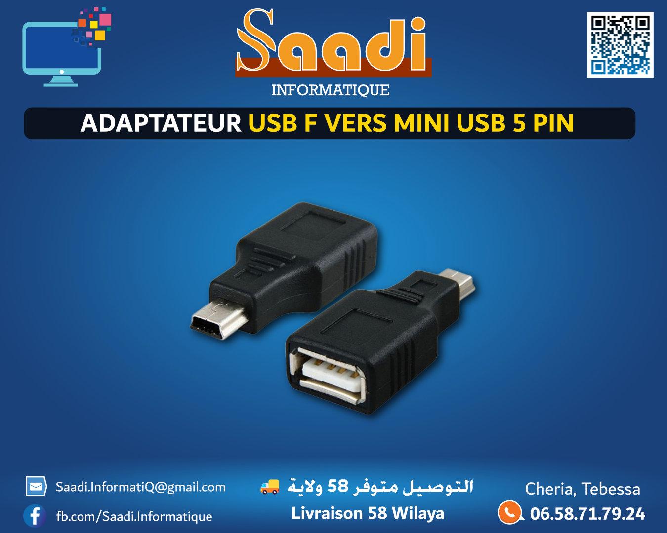 ADAPTATEUR USB F VERS MINI USB 5 PIN