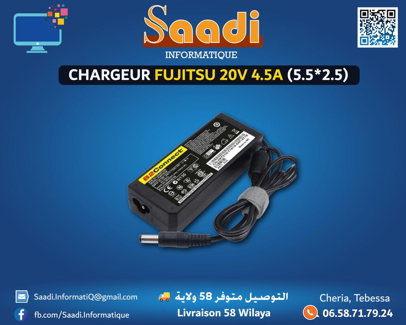 CHARGEUR LAPTOP FUJITSU 20V 4.5A (5.5*2.5)