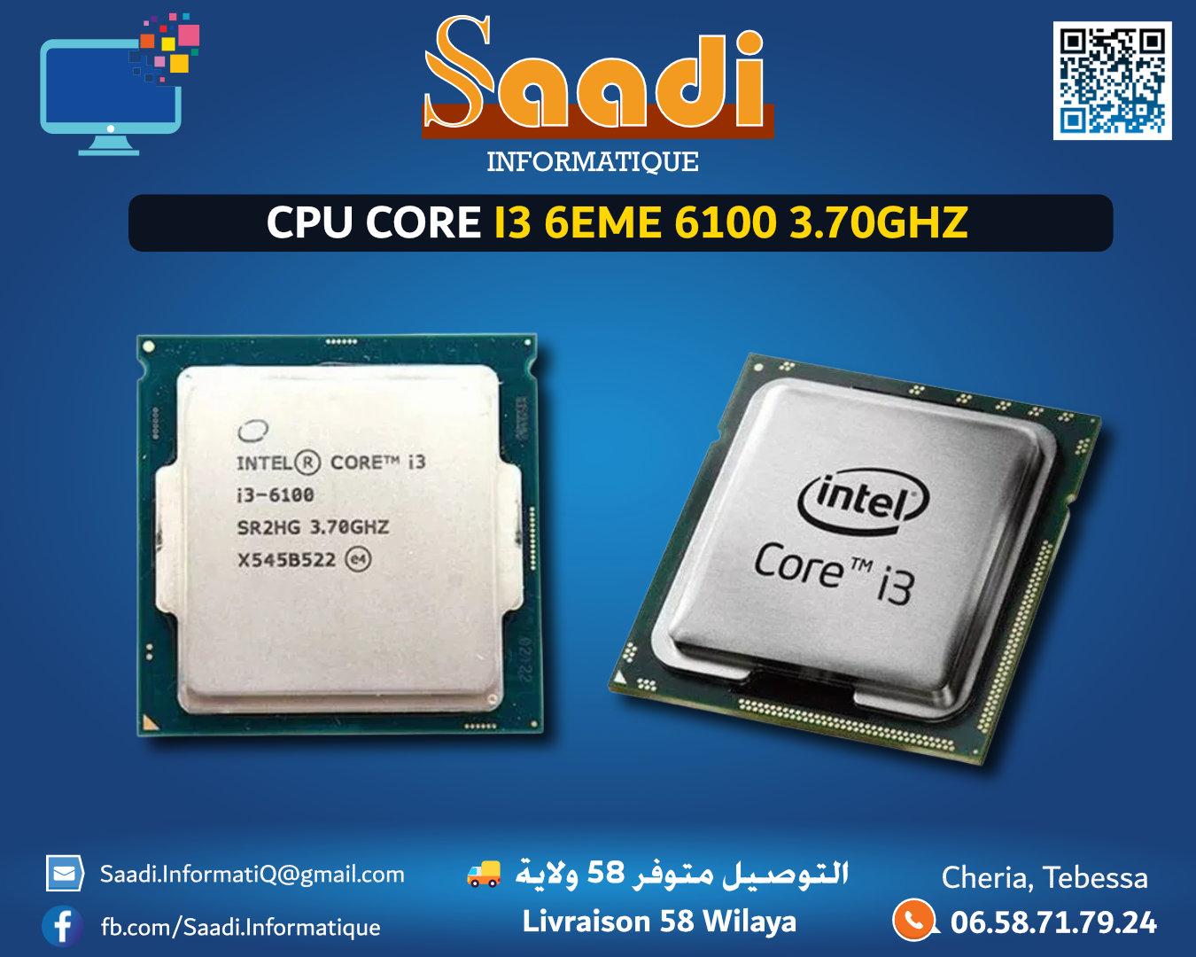 PROCESSEUR/CPU INTEL CORE I3-6100 6EME GENERATION 3.70GHZ