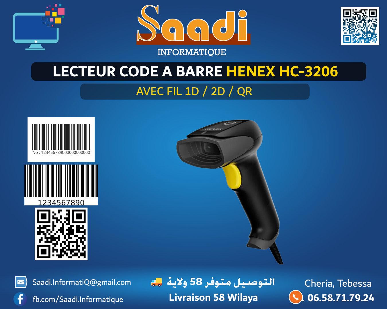 LECTEUR CODE A BARRE HENEX HC-3206 2D QR AVEC FIL