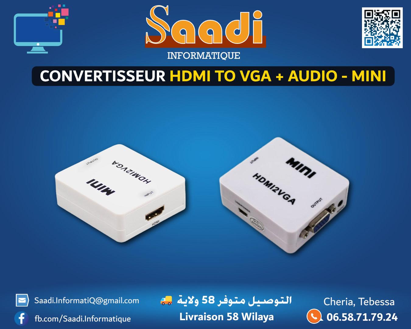 CONVERTISSEUR HDMI TO VGA + AUDIO - MINI