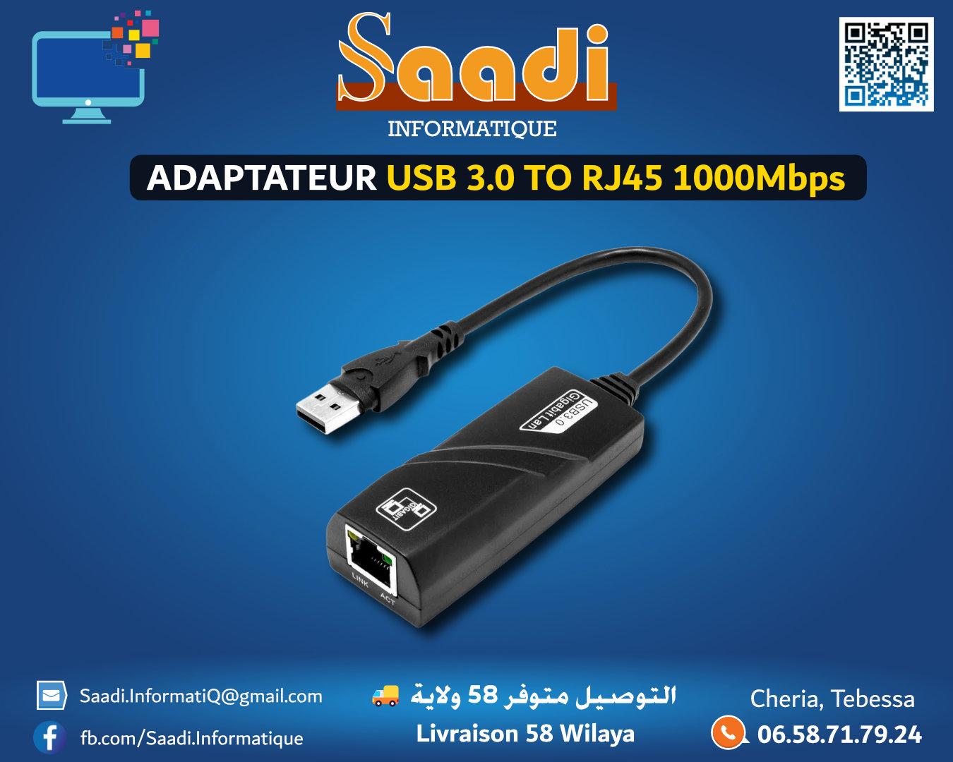 ADAPTATEUR USB 3.0 TO RJ45 1000Mbps GIGABIT