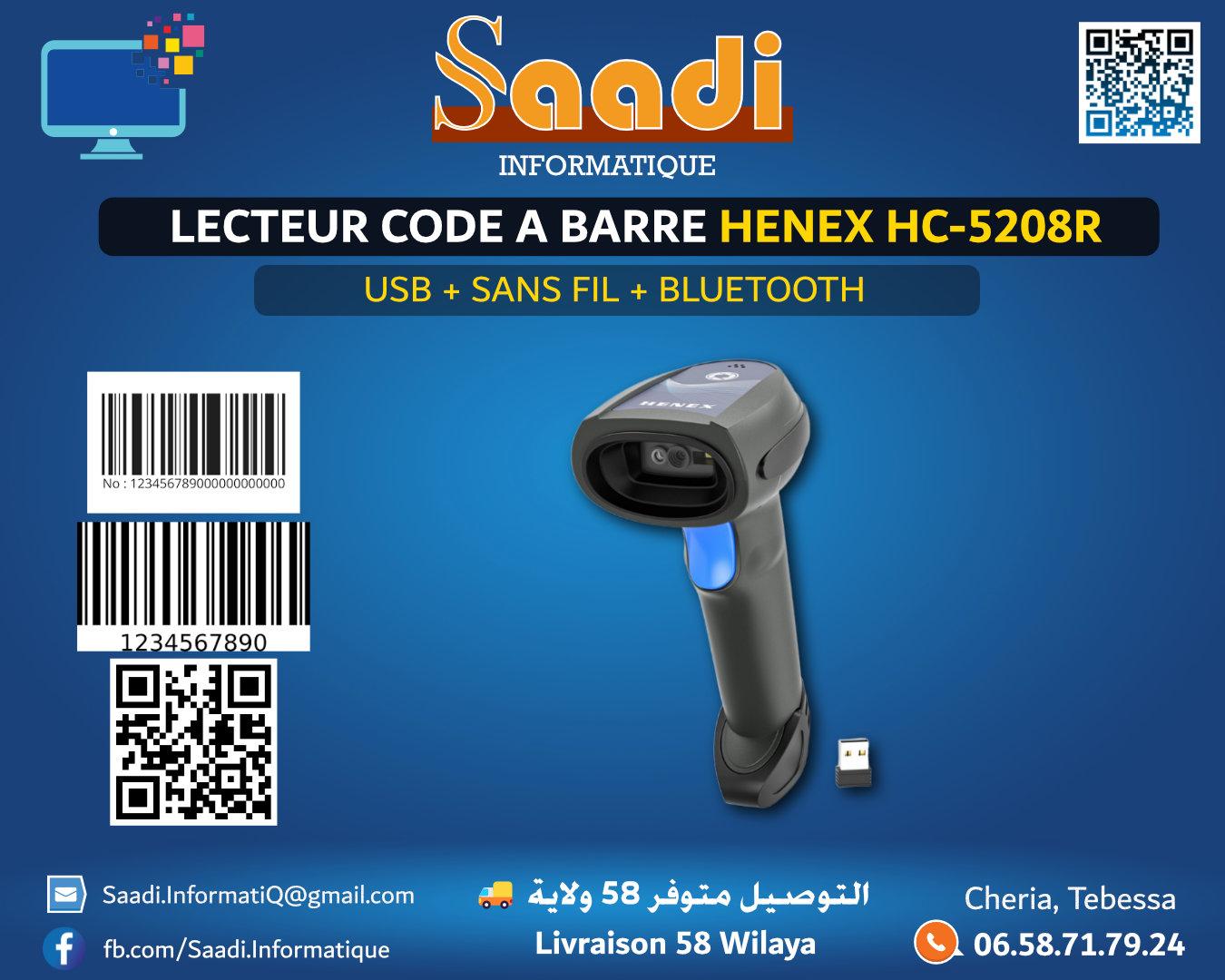 LECTEUR CODE A BARRE HENEX HC-5208R SANS FIL