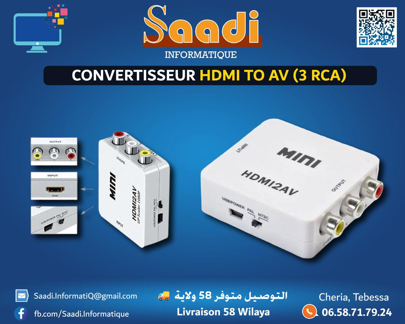 CONVERTISSEUR HDMI TO AV (3 RCA)