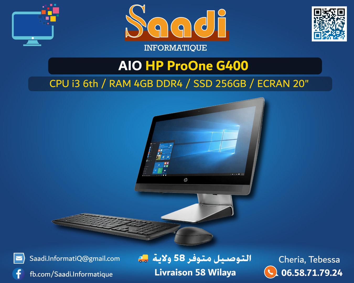 PC HP AIO PRoOne G400 G2 I3 6TH 4GB SSD 256GB 20"