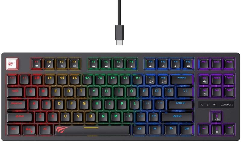 CLAVIER MECANIQUE GAMING HAVIT KB892L 87 KEY RGB BLACK BLEU