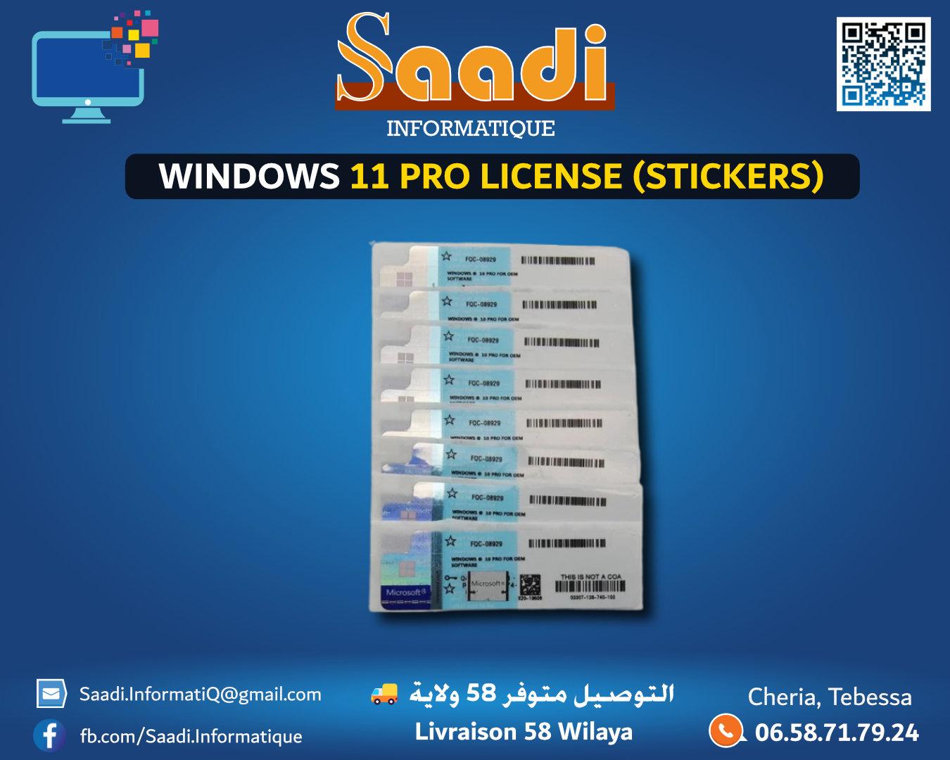 WINDOWS 11 PRO LICENSE (STICKERS)