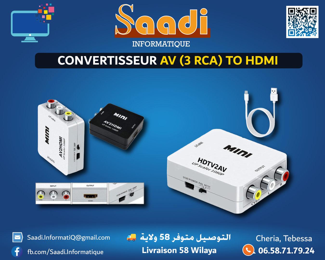 CONVERTISSEUR AV (3 RCA) TO HDMI