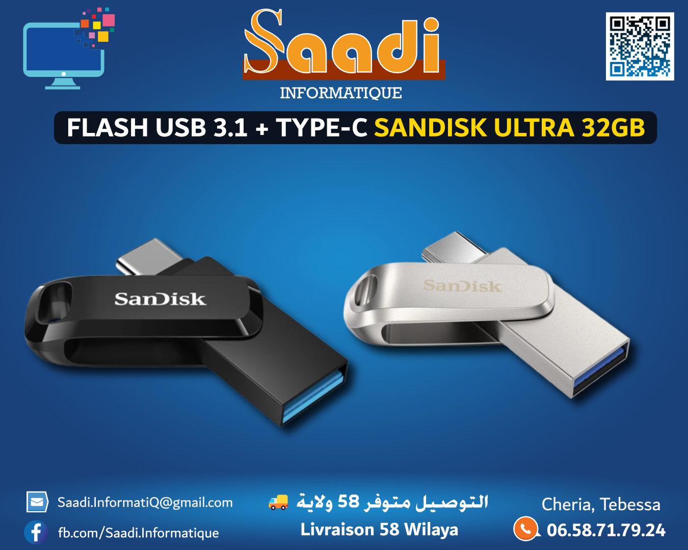 FLASH USB 3.1 + TYPE-C SANDISK ULTRA 32GB