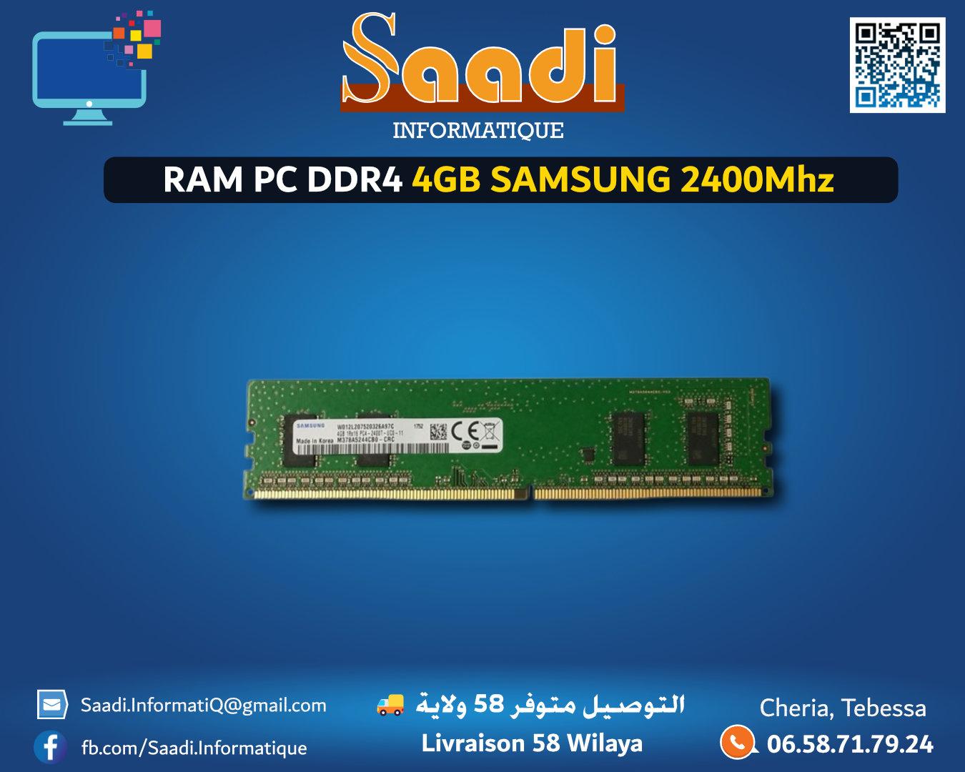 RAM PC DDR4 4GB SAMSUNG 2400Mhz