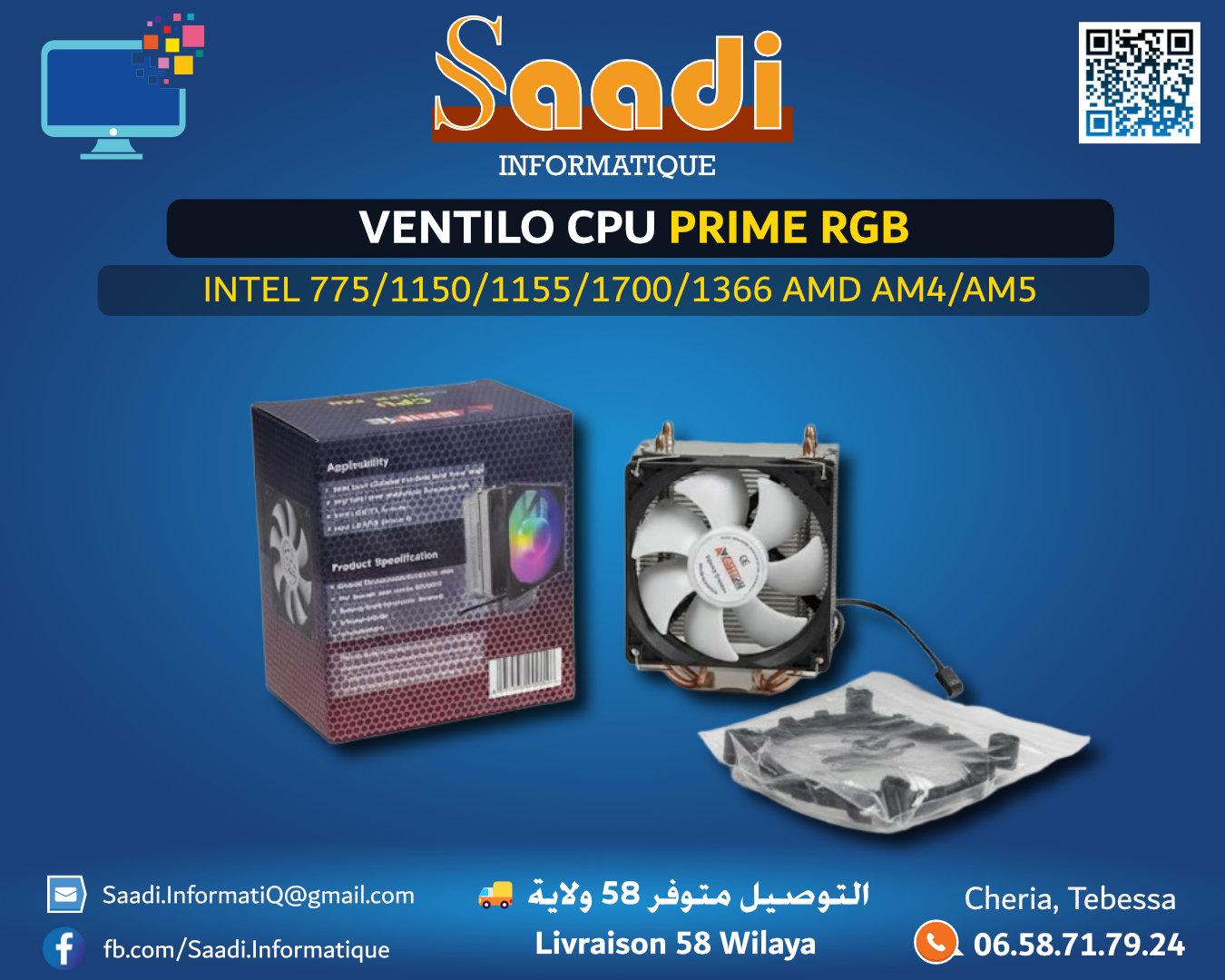 VENTILATEUR PROCESSEUR PRIME RGB INTEL/AMD