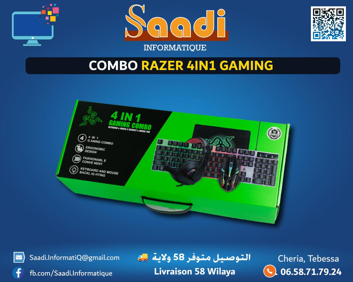 COMBO RAZER 4IN1 CLAVIER RGB + SOURIS RGB + CASQUE RGB + TAPIS