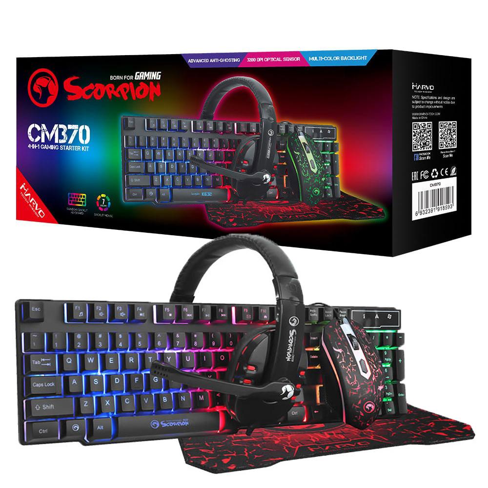Clavier+Souris+Casque+Tapis-Souris MARVO SCORPION CM370 P 4IN1
