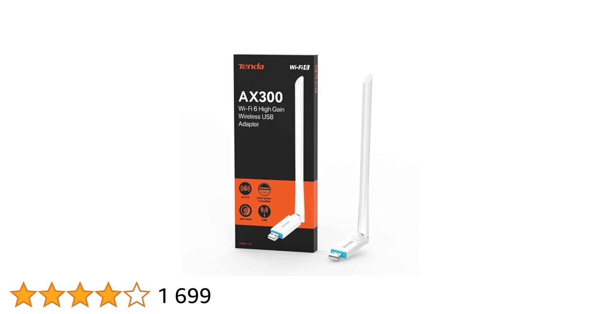 CLé WIFI TENDA U2 v5.0 AX300 Wi-Fi 6 High Gain Wireless USB Adapter