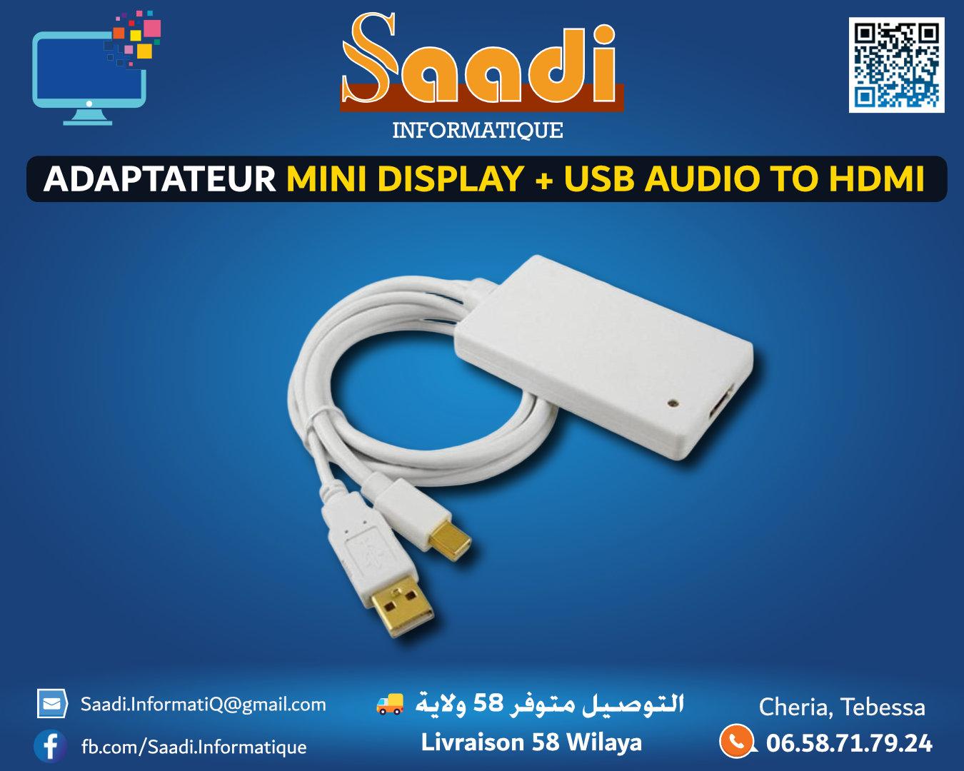 ADAPTATEUR MINI DISPLAY + USB AUDIO TO HDMI
